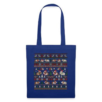 Meerschwein Weihnachts Strickdesign - Stoffbeutel - Royalblau - Vorne