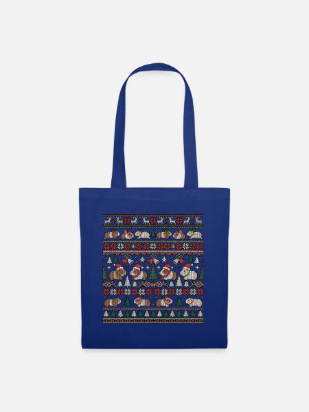 Meerschwein Weihnachts Strickdesign - Stoffbeutel - Royalblau