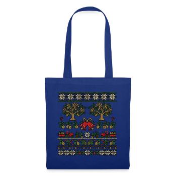 Weihnachts Olivenbauer Strickdesign - Stoffbeutel - Royalblau - Vorne
