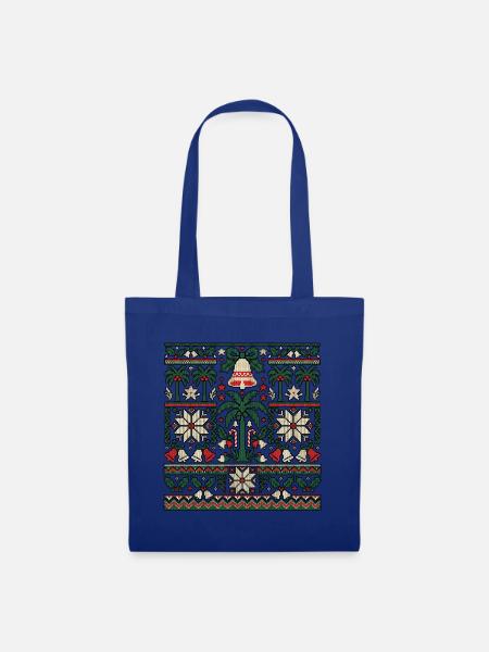 Weihnachts Strand Palmen Strickdesign - Stoffbeutel - Royalblau