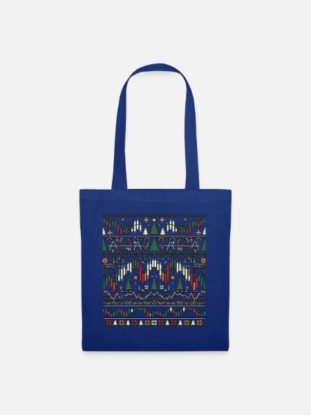 Weihnachts Trading Strickdesign - Stoffbeutel - Royalblau