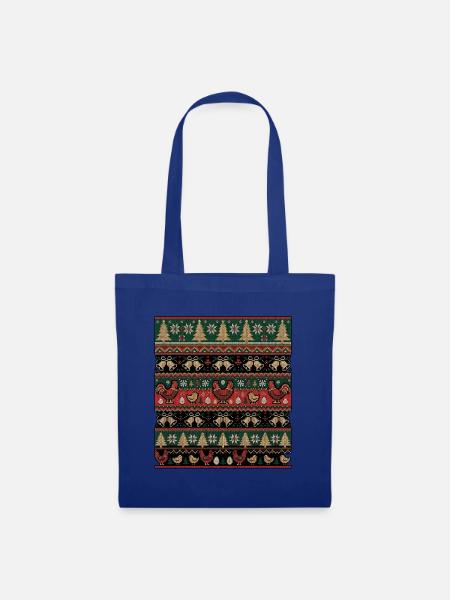 Hühnerhalter Weihnachts Strickdesign - Stoffbeutel - Royalblau