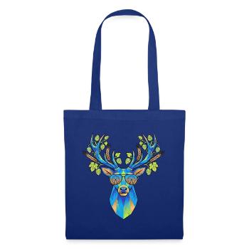 Hirsch Mit Hopfen Poly Art - Stoffbeutel - Royalblau - Vorne