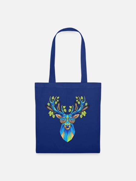 Hirsch Mit Hopfen Poly Art - Stoffbeutel - Royalblau