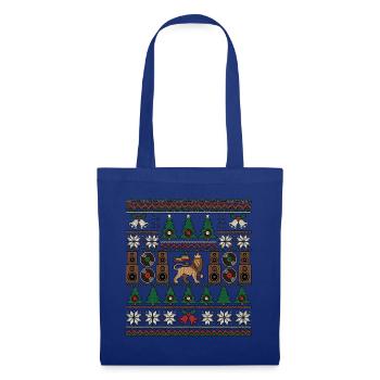Roots Reggae Weihnachten Strickdesign - Stoffbeutel - Royalblau - Vorne