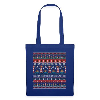 Seefahrer Weihnachts Strickdesign - Stoffbeutel - Royalblau - Vorne