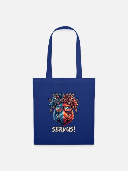 Poly Art Servus Bier Wildschwein - Stoffbeutel - Royalblau
