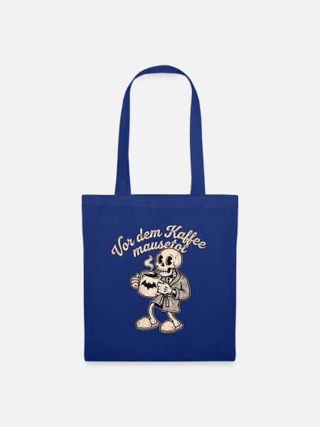 Halloween Kaffee Skelett - Stoffbeutel - Royalblau