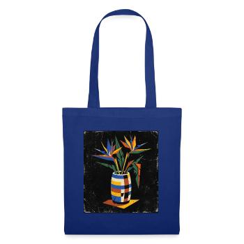 Bauhaus Vase mit Paradiesvogel - Stoffbeutel - Royalblau - Vorne