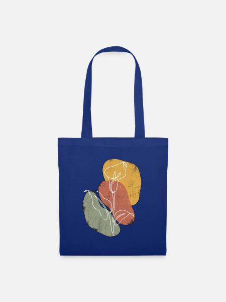 Continuous Line Calla Lilie - Stoffbeutel - Royalblau