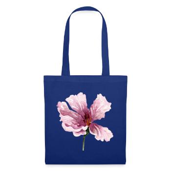 blume rosa - Stoffbeutel - Royalblau - Vorne