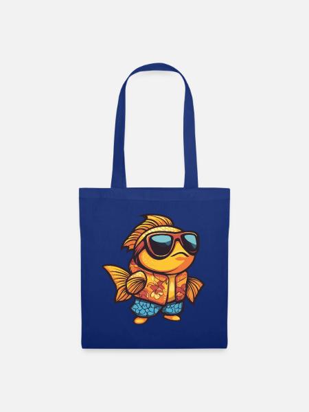 Goldfische Comic Lustig Sommer - Stoffbeutel - Royalblau