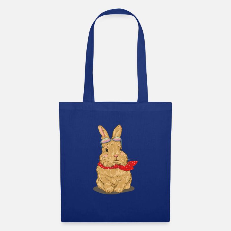 Süßer Hase mit Halstuch - Stoffbeutel - Royalblau