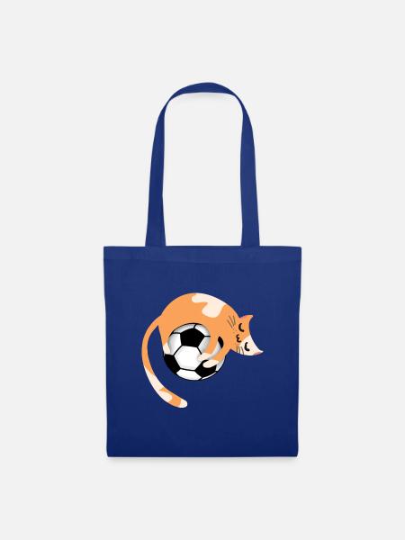Cat with football - Tote Bag - royal blue