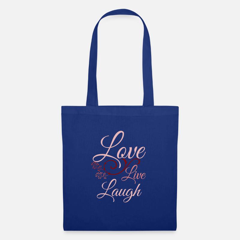 Love Live Laugh - Spruch - Stoffbeutel - Royalblau