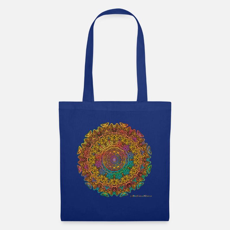 Kaleidoskop-Mandala - Stoffbeutel - Royalblau