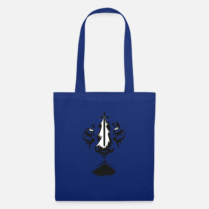 Löwenkopf mit Schwert! Geschenk Löwe Idee - Stoffbeutel - Royalblau