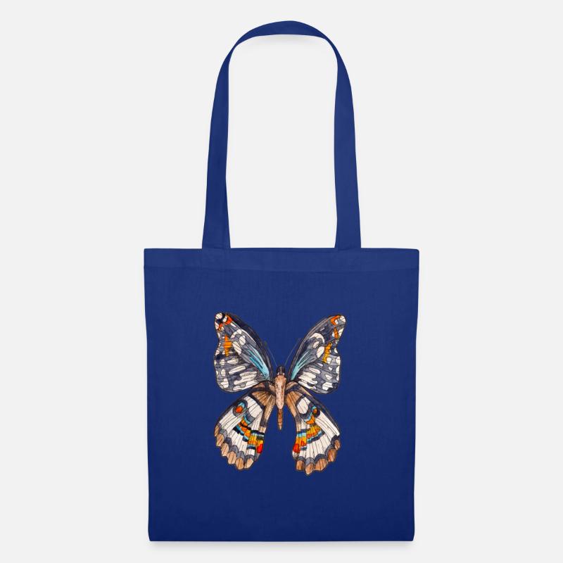 Brauner Schmetterling - Stoffbeutel - Royalblau