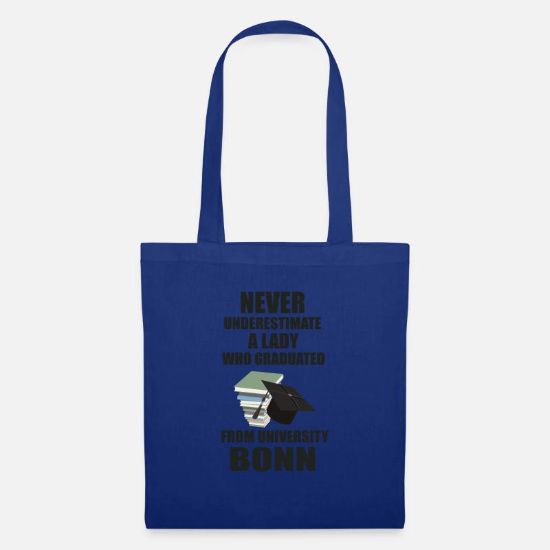 Never Underestimate a Lady - University Bonn - Stoffbeutel - Royalblau