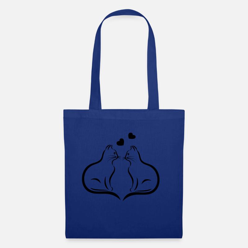 Deux chats - Sac en tissu - bleu royal