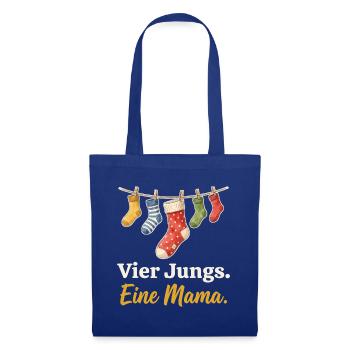 Vier Jungs. Eine Mama. – Mama von vier Söhnen - Stoffbeutel - Royalblau - Vorne