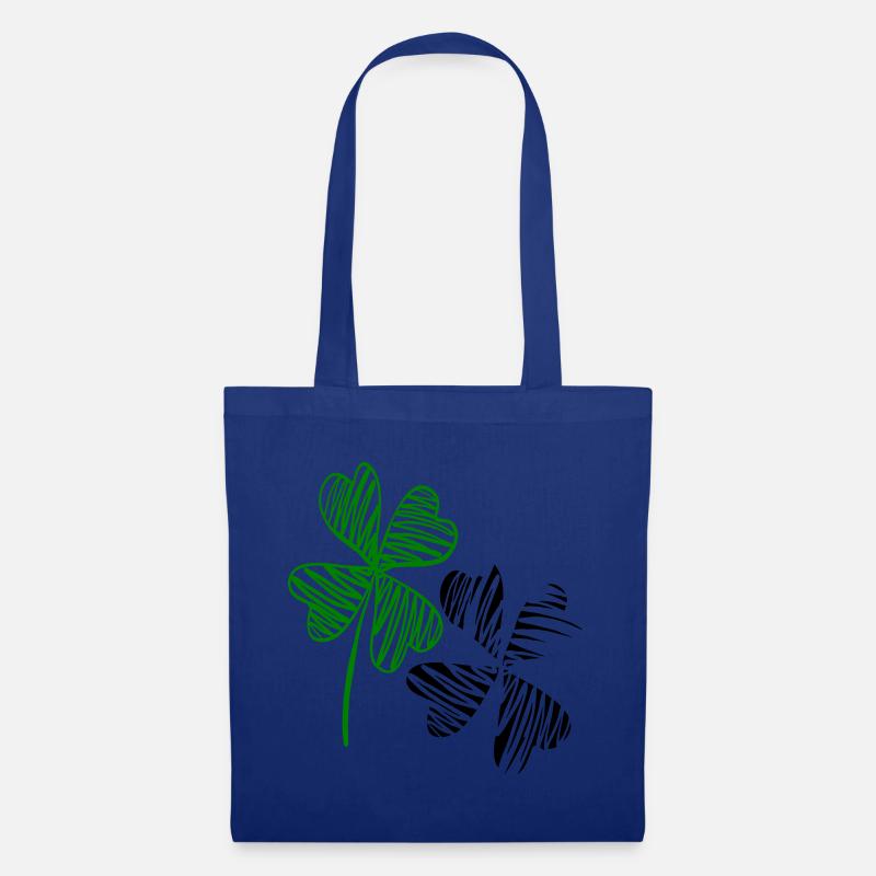 Kleeblätter, Glück - Stoffbeutel - Royalblau