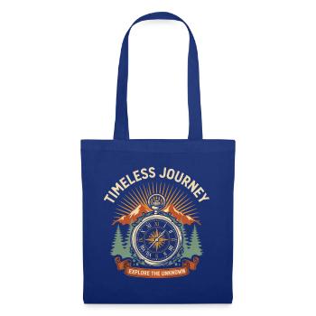 Taschenuhr Kompass Vintage Outdoor Wandern Berge - Stoffbeutel - Royalblau - Vorne