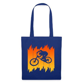Radfahrer Silhouette Sonnenaufgang Biker - Stoffbeutel - Royalblau - Vorne