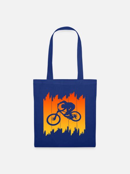 Radfahrer Silhouette Sonnenaufgang Biker - Stoffbeutel - Royalblau