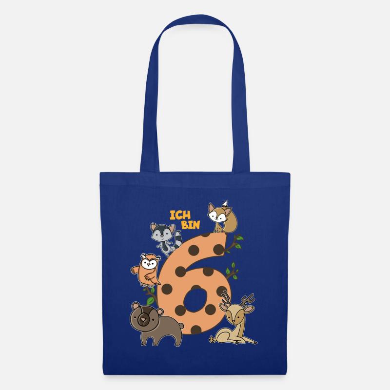 Geburtstagsshirt 6 Jahre Junge Mädchen Fuchs Bär - Stoffbeutel - Royalblau