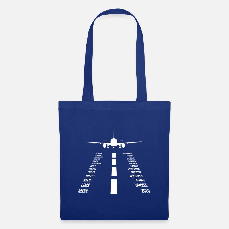 Pilotenalphabet Pilot Flugzeug - Stoffbeutel - Royalblau