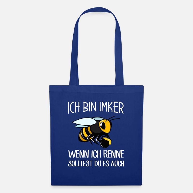 Ich bin Imker wenn ich renne solltest du es auch - Stoffbeutel - Royalblau