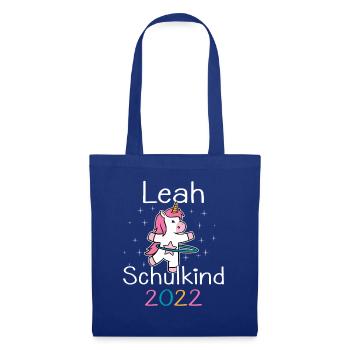 Einschulung 2022 Leah Einhorn Erstklässler 2022 - Stoffbeutel - Royalblau - Vorne