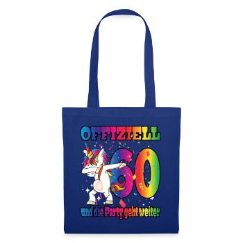 Offiziell 60 und die Party geht weiter - Einhorn - Stoffbeutel - Royalblau - Vorne