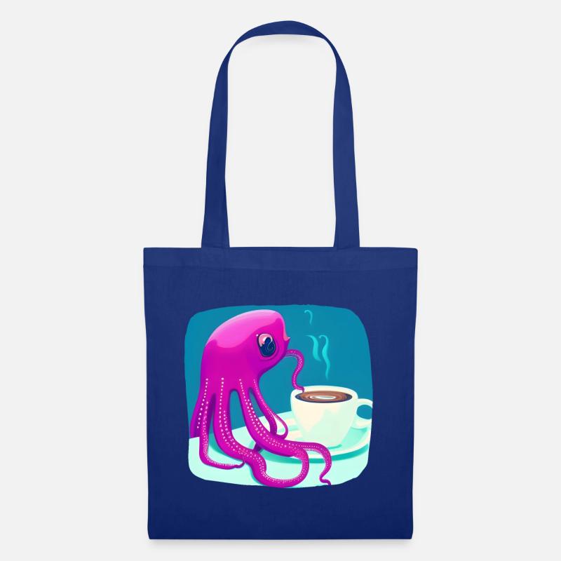 Pink Coffee Octopus - Stoffbeutel - Royalblau