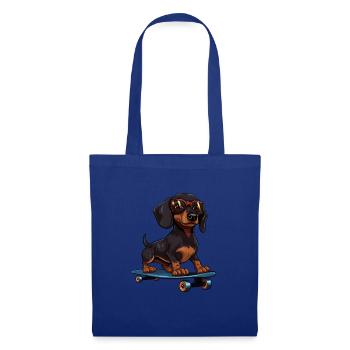 Dachshund skateboard dog, Weenie Dog - Stoffbeutel - Royalblau - Vorne
