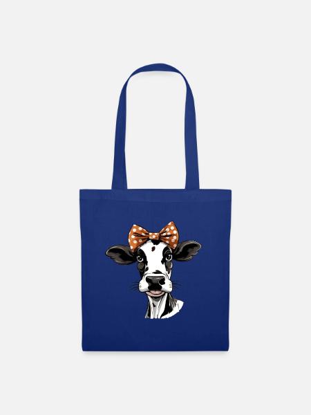 Biooutfit mit Kuh für Veganer und Kuhliebhaber Muh - Stoffbeutel - Royalblau
