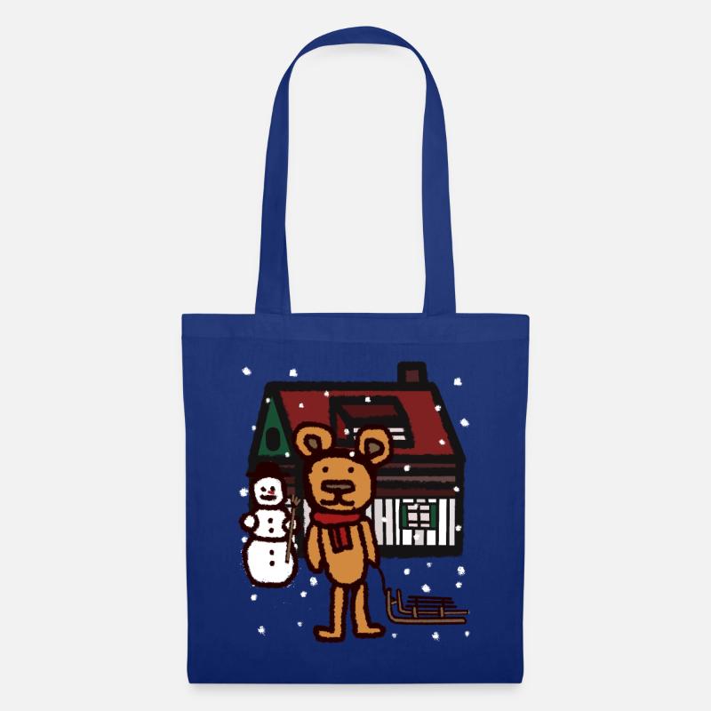 Teddy Schneefall Weihnachtsgeschenk Schlitten Kind - Stoffbeutel - Royalblau