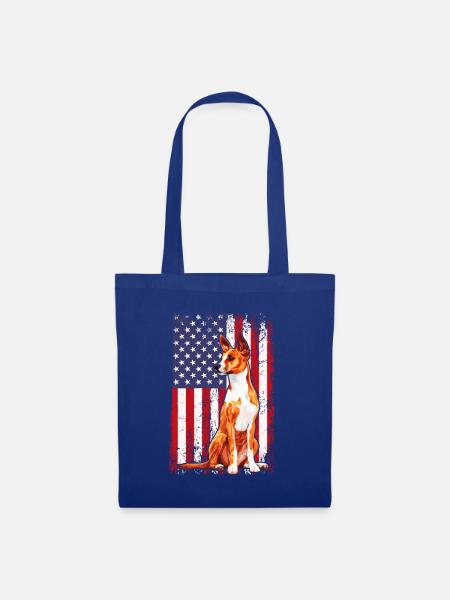 basenji american flag, basenji - Stoffbeutel - Royalblau