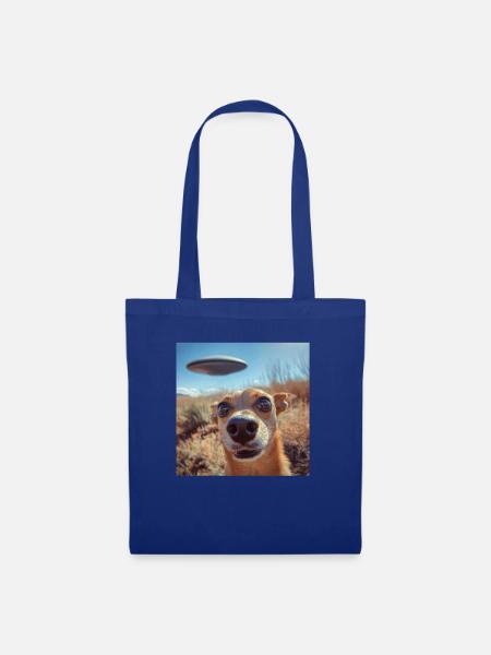 Hund Selfie mit UFOs, seltsamer Druck - Stoffbeutel - Royalblau