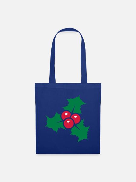 Stechpalmenblätter mit roten Beeren - Stoffbeutel - Royalblau