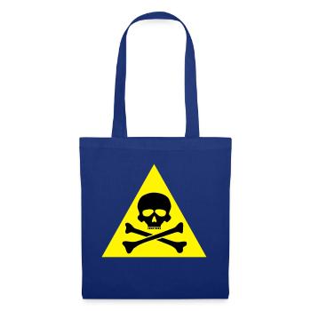 panneau danger tete de mort crane os - Sac en tissu - bleu royal - Devant