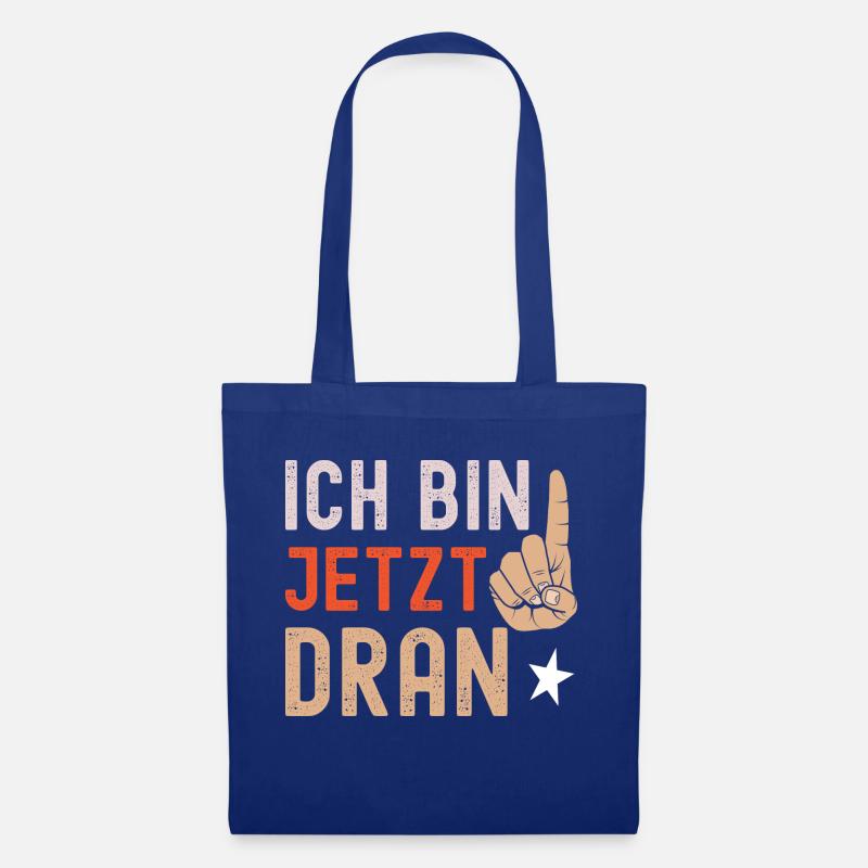 Ich bin jetzt dran - Finger strecken - Stoffbeutel - Royalblau
