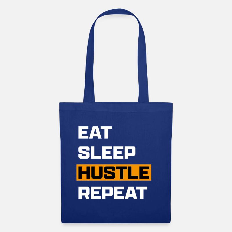 Eat Sleep Hustle Repeat White - Stoffbeutel - Royalblau