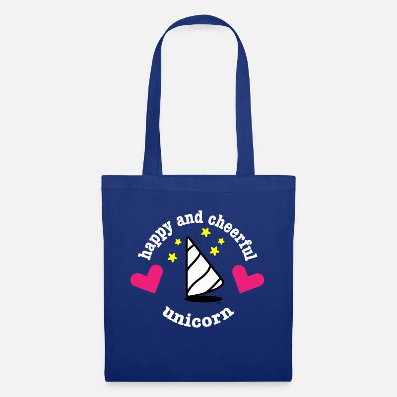 happy and cheerful unicorn - GeschenkIdee - Stoffbeutel - Royalblau