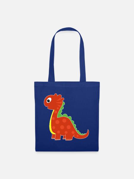Lustiger Dino mit Punkten - Stoffbeutel - Royalblau