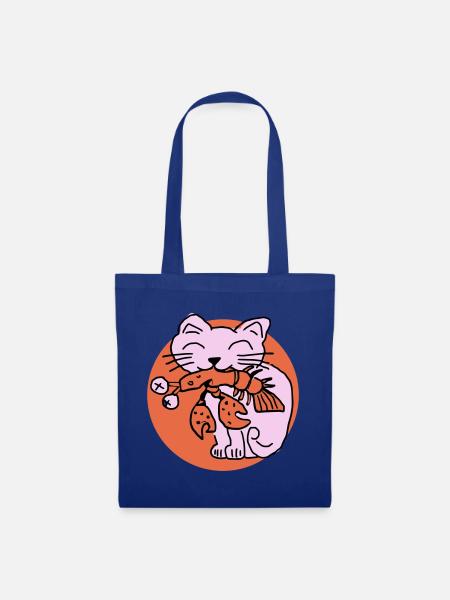 Cat eats cancer - Tote Bag - royal blue