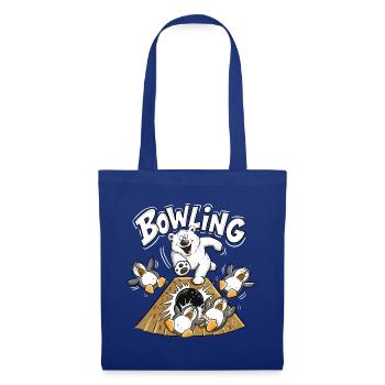 Bowling Eisbär Pinguine Tierhumor Cartoon Kegeln - Stoffbeutel - Royalblau - Vorne