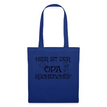 Hier ist der Opa Küchenchef - Stoffbeutel - Royalblau - Vorne