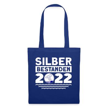 Schwimmer Schwimmprüfung Silber Geschenk - Stoffbeutel - Royalblau - Vorne